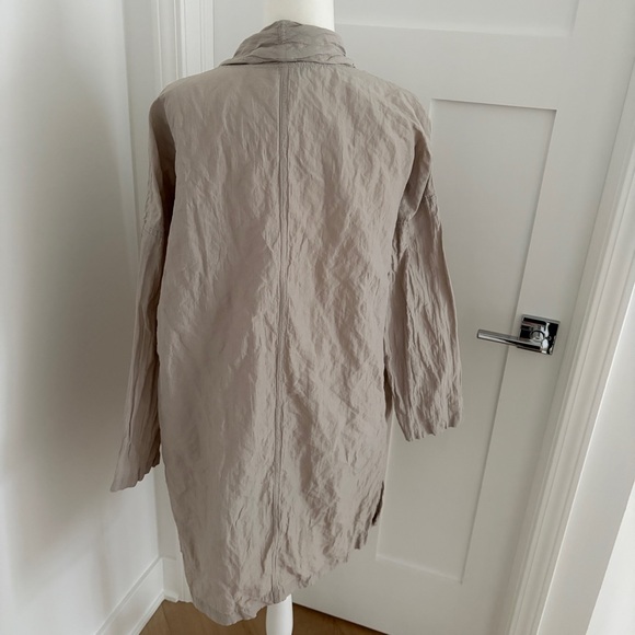 Eileen Fisher Organic Cotton Open Front Jacket Cardigan Beige Lagenlook S/P*H2 - Picture 5 of 7